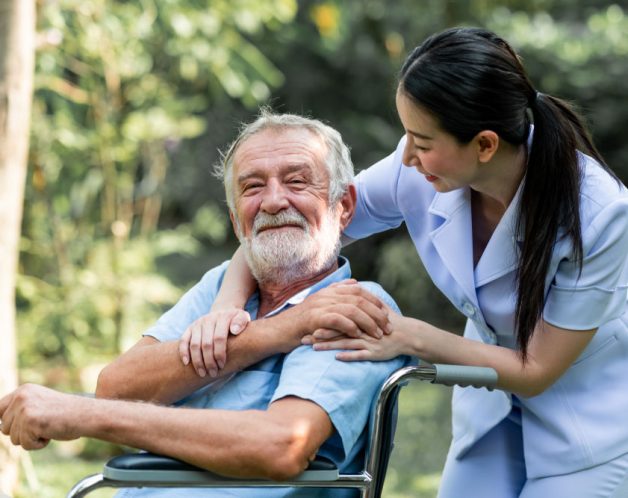 Home Care Service Patient and Provider spending time outside